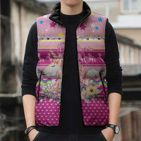 Unicorn Believe In Magic Christmas Sleeveless Puffer Jacket with Believe in Magic Quote Pink Hearts Stars and Rainbow - Wonder Print Shop