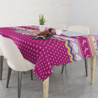 Unicorn Believe In Magic Christmas Tablecloth with Believe in Magic Quote Pink Hearts Stars and Rainbow - Wonder Print Shop