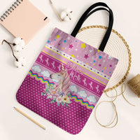 Unicorn Believe In Magic Christmas Tote Bag with Believe in Magic Quote Pink Hearts Stars and Rainbow - Wonder Print Shop