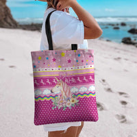 Unicorn Believe In Magic Christmas Tote Bag with Believe in Magic Quote Pink Hearts Stars and Rainbow - Wonder Print Shop
