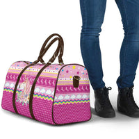 Unicorn Believe In Magic Christmas Travel Bag with Believe in Magic Quote Pink Hearts Stars and Rainbow - Wonder Print Shop