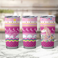 Unicorn Believe In Magic Christmas Tumbler Cup with Believe in Magic Quote Pink Hearts Stars and Rainbow - Wonder Print Shop