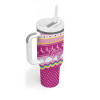 Unicorn Believe In Magic Christmas Tumbler With Handle with Believe in Magic Quote Pink Hearts Stars and Rainbow - Wonder Print Shop