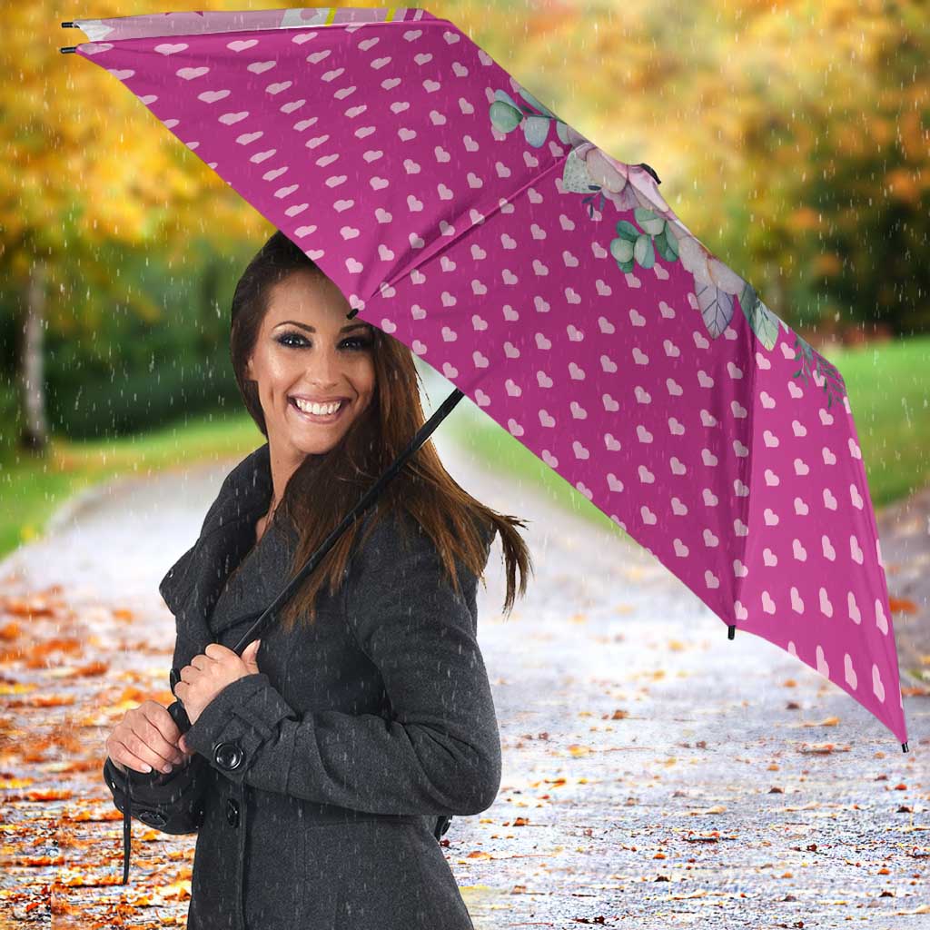 Unicorn Believe In Magic Christmas Umbrella with Believe in Magic Quote Pink Hearts Stars and Rainbow - Wonder Print Shop