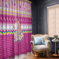 Unicorn Believe In Magic Christmas Window Curtain with Believe in Magic Quote Pink Hearts Stars and Rainbow - Wonder Print Shop