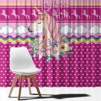Unicorn Believe In Magic Christmas Window Curtain with Believe in Magic Quote Pink Hearts Stars and Rainbow - Wonder Print Shop