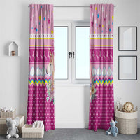 Unicorn Believe In Magic Christmas Window Curtain with Believe in Magic Quote Pink Hearts Stars and Rainbow - Wonder Print Shop