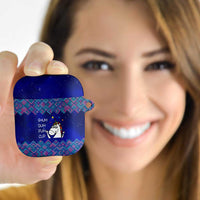 Funny Unicorn AirPods Case with Shuh Duh Fuh Cup Quote Blue Geometric and Cartoon - Wonder Print Shop