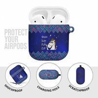 Funny Unicorn AirPods Case with Shuh Duh Fuh Cup Quote Blue Geometric and Cartoon - Wonder Print Shop