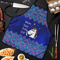 Funny Unicorn Apron with Shuh Duh Fuh Cup Quote Blue Geometric and Cartoon - Wonder Print Shop
