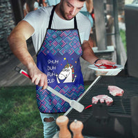 Funny Unicorn Apron with Shuh Duh Fuh Cup Quote Blue Geometric and Cartoon - Wonder Print Shop