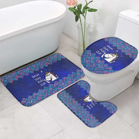 Funny Unicorn Bathroom Set with Shuh Duh Fuh Cup Quote Blue Geometric and Cartoon - Wonder Print Shop