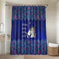 Funny Unicorn Bathroom Set with Shuh Duh Fuh Cup Quote Blue Geometric and Cartoon - Wonder Print Shop