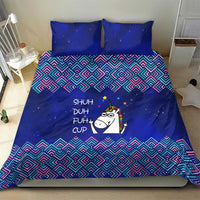 Funny Unicorn Bedding Set with Shuh Duh Fuh Cup Quote Blue Geometric and Cartoon - Wonder Print Shop