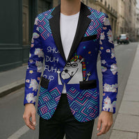 Funny Unicorn Blazer with Shuh Duh Fuh Cup Quote Blue Geometric and Cartoon - Wonder Print Shop