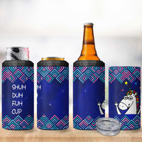 Funny Unicorn 4 in 1 Can Cooler Tumbler with Shuh Duh Fuh Cup Quote Blue Geometric and Cartoon - Wonder Print Shop