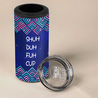Funny Unicorn 4 in 1 Can Cooler Tumbler with Shuh Duh Fuh Cup Quote Blue Geometric and Cartoon - Wonder Print Shop
