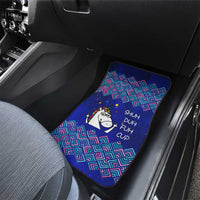 Funny Unicorn Car Mats with Shuh Duh Fuh Cup Quote Blue Geometric and Cartoon - Wonder Print Shop