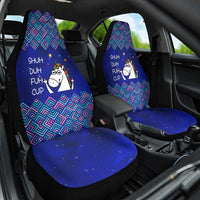 Funny Unicorn Car Seat Cover with Shuh Duh Fuh Cup Quote Blue Geometric and Cartoon - Wonder Print Shop