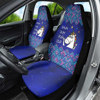 Funny Unicorn Car Seat Cover with Shuh Duh Fuh Cup Quote Blue Geometric and Cartoon - Wonder Print Shop