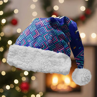 Funny Unicorn Christmas Santa Hat with Shuh Duh Fuh Cup Quote Blue Geometric and Cartoon - Wonder Print Shop
