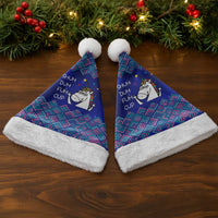Funny Unicorn Christmas Santa Hat with Shuh Duh Fuh Cup Quote Blue Geometric and Cartoon - Wonder Print Shop