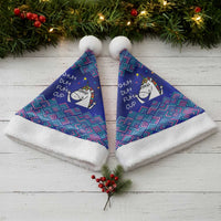 Funny Unicorn Christmas Santa Hat with Shuh Duh Fuh Cup Quote Blue Geometric and Cartoon - Wonder Print Shop
