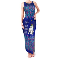 Funny Unicorn Family Matching Tank Maxi Dress and Hawaiian Shirt with Shuh Duh Fuh Cup Quote Blue Geometric and Cartoon - Wonder Print Shop