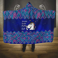 Funny Unicorn Hooded Blanket with Shuh Duh Fuh Cup Quote Blue Geometric and Cartoon - Wonder Print Shop