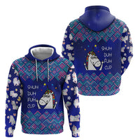 Funny Unicorn Hoodie with Shuh Duh Fuh Cup Quote Blue Geometric and Cartoon - Wonder Print Shop