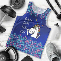 Funny Unicorn Men Tank Top with Shuh Duh Fuh Cup Quote Blue Geometric and Cartoon - Wonder Print Shop