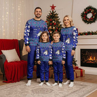 Funny Unicorn Christmas Pajama Set with Shuh Duh Fuh Cup Quote Blue Geometric and Cartoon - Wonder Print Shop