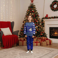 Funny Unicorn Christmas Pajama Set with Shuh Duh Fuh Cup Quote Blue Geometric and Cartoon - Wonder Print Shop