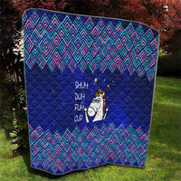 Funny Unicorn Quilt with Shuh Duh Fuh Cup Quote Blue Geometric and Cartoon - Wonder Print Shop
