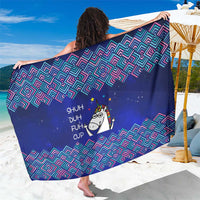Funny Unicorn Sarong with Shuh Duh Fuh Cup Quote Blue Geometric and Cartoon - Wonder Print Shop