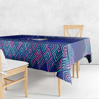 Funny Unicorn Tablecloth with Shuh Duh Fuh Cup Quote Blue Geometric and Cartoon - Wonder Print Shop