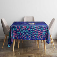 Funny Unicorn Tablecloth with Shuh Duh Fuh Cup Quote Blue Geometric and Cartoon - Wonder Print Shop