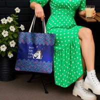 Funny Unicorn Tote Bag with Shuh Duh Fuh Cup Quote Blue Geometric and Cartoon - Wonder Print Shop