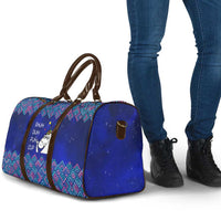 Funny Unicorn Travel Bag with Shuh Duh Fuh Cup Quote Blue Geometric and Cartoon - Wonder Print Shop