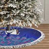 Funny Unicorn Tree Skirt with Shuh Duh Fuh Cup Quote Blue Geometric and Cartoon - Wonder Print Shop