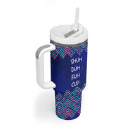 Funny Unicorn Tumbler With Handle with Shuh Duh Fuh Cup Quote Blue Geometric and Cartoon - Wonder Print Shop