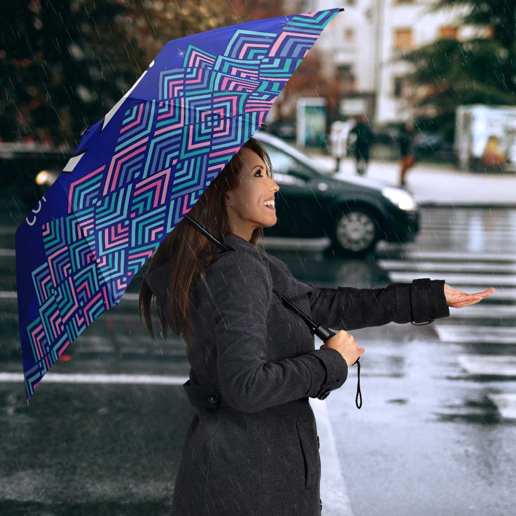 Funny Unicorn Umbrella with Shuh Duh Fuh Cup Quote Blue Geometric and Cartoon - Wonder Print Shop