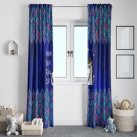 Funny Unicorn Window Curtain with Shuh Duh Fuh Cup Quote Blue Geometric and Cartoon - Wonder Print Shop