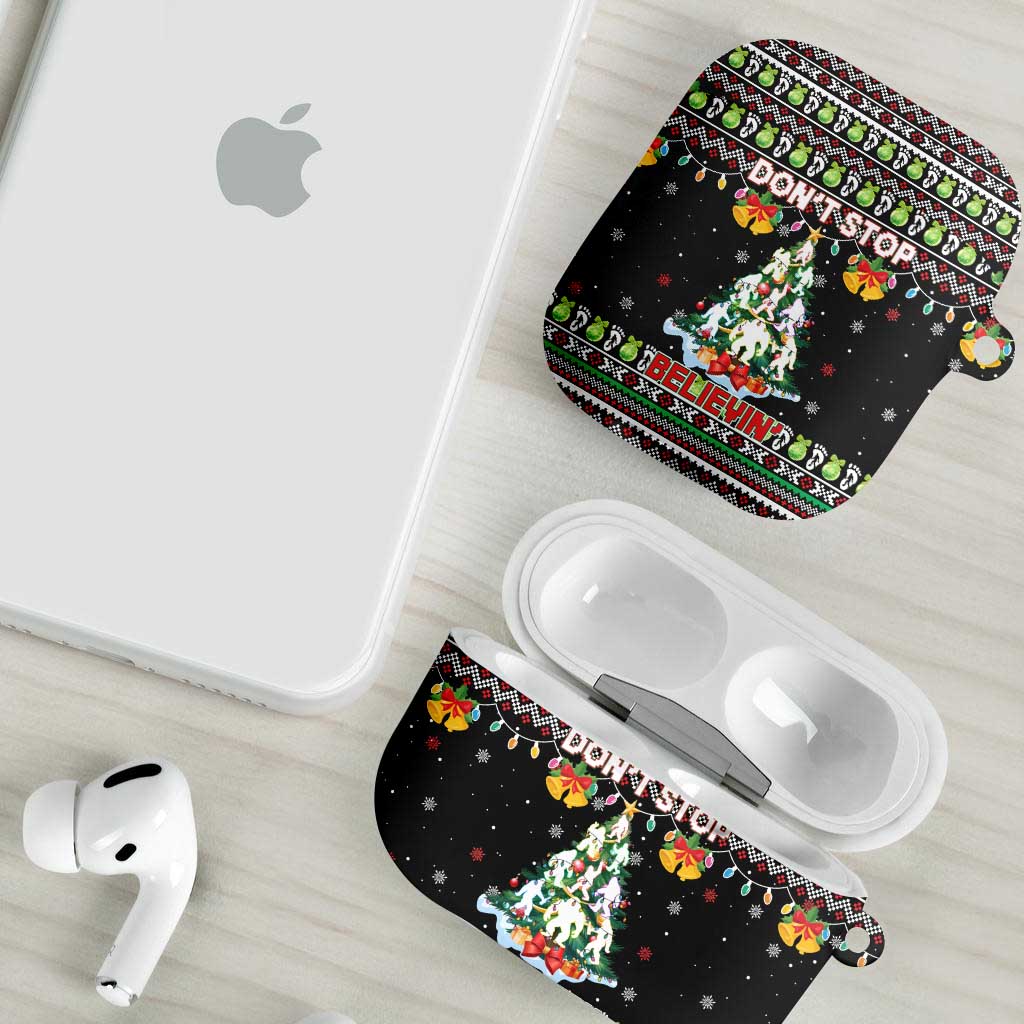 Christmas Unicorn AirPods Case with Don't Stop Believin Quote Tree Lights and Festive - Wonder Print Shop
