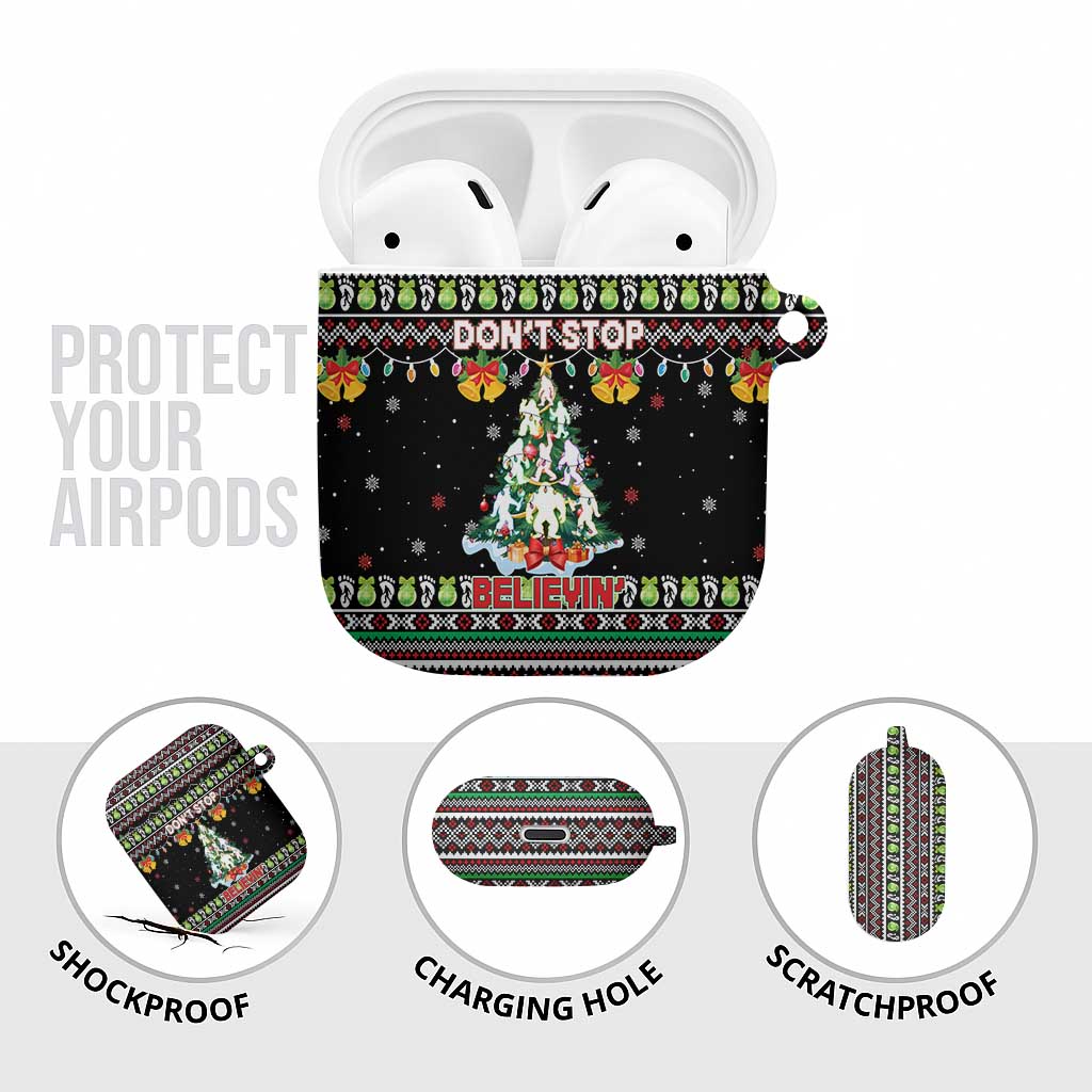 Christmas Unicorn AirPods Case with Don't Stop Believin Quote Tree Lights and Festive - Wonder Print Shop