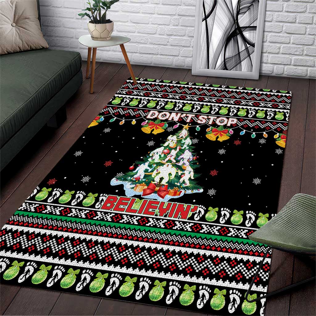Christmas Unicorn Area Rug with Don't Stop Believin Quote Tree Lights and Festive - Wonder Print Shop