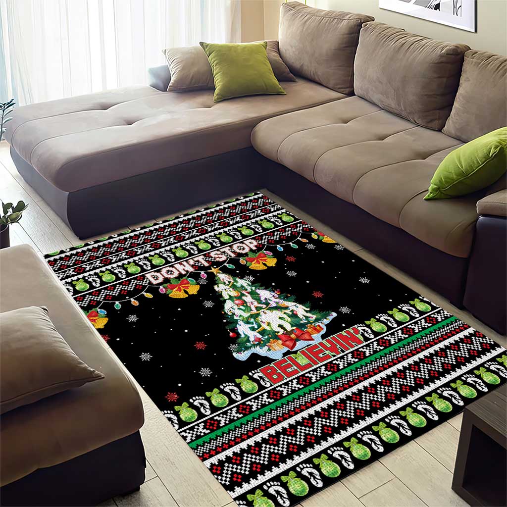 Christmas Unicorn Area Rug with Don't Stop Believin Quote Tree Lights and Festive - Wonder Print Shop