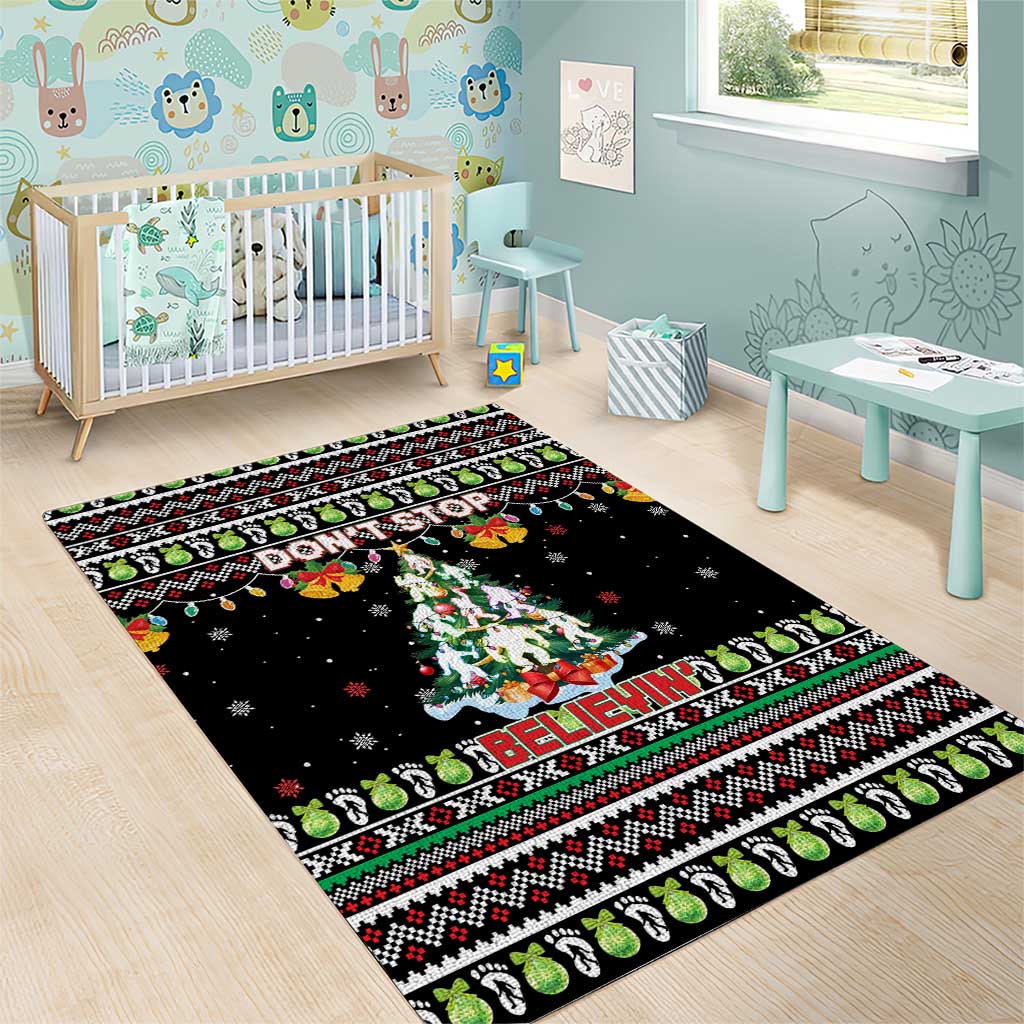 Christmas Unicorn Area Rug with Don't Stop Believin Quote Tree Lights and Festive - Wonder Print Shop