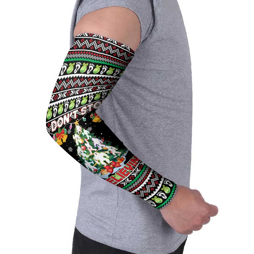 Christmas Unicorn Arm Sleeves with Don't Stop Believin Quote Tree Lights and Festive - Wonder Print Shop
