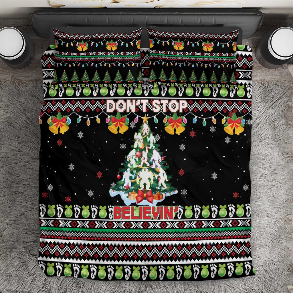 Christmas Unicorn Bedding Set with Don't Stop Believin Quote Tree Lights and Festive - Wonder Print Shop